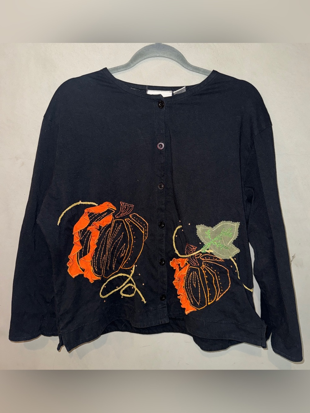 Vintage Michael Simon Halloween Harvest cardigan XL 90’s Y2K beaded Appliqué